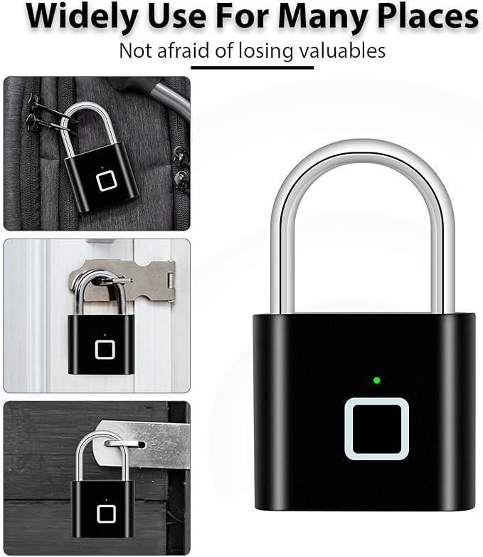 Fingerprint Padlock Rechargeable Keyless Anti-theft Security Smart Door Lock