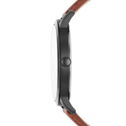 Premium Analog Wristwatch – Rose Gold Design with Brown Leather Strap