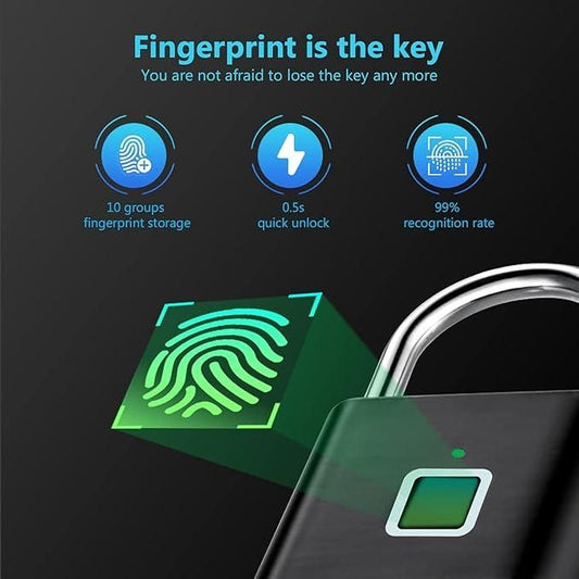 Fingerprint Padlock Rechargeable Keyless Anti-theft Security Smart Door Lock