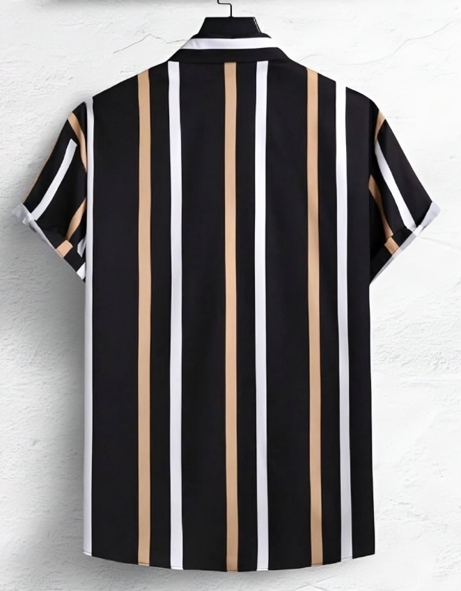 Men Regular Fit Striped Spread Collar Casual Shirt