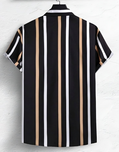 Men Regular Fit Striped Spread Collar Casual Shirt