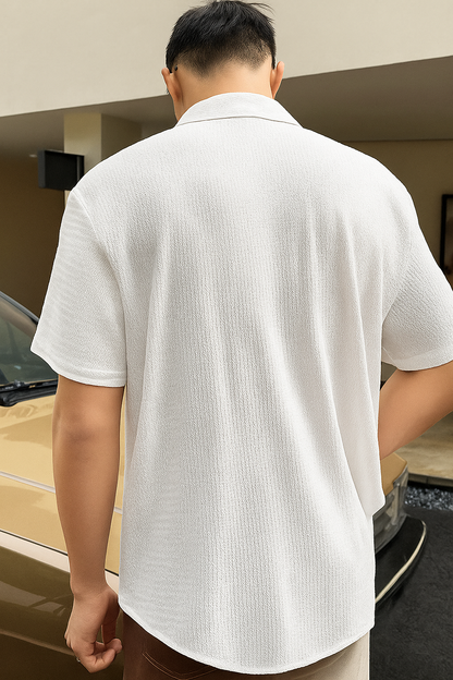 Men Regular Fit Solid Club Collar Casual Shirt