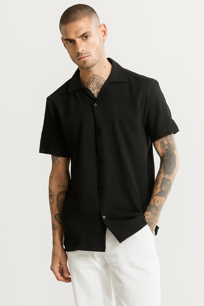 Men Regular Fit Self Design Club Collar Casual Shirt