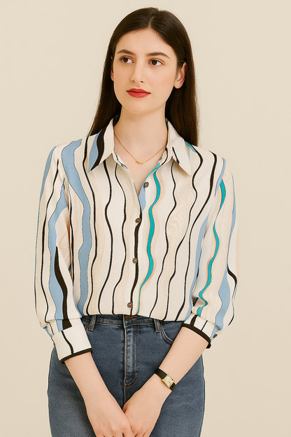 Women Regular Fit Printed Button Down Collar Casual Shirt