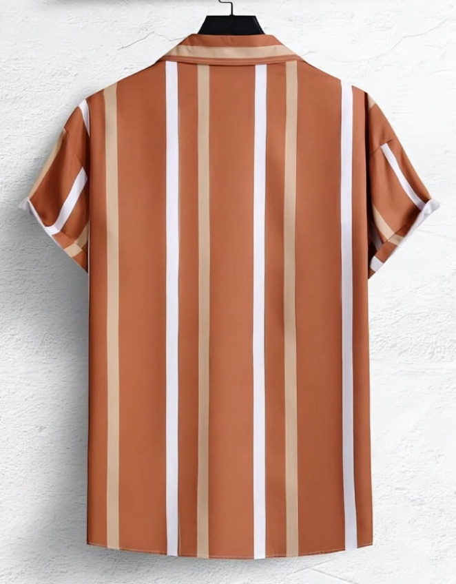 Men Regular Fit Striped Button Down Collar Casual Shirt