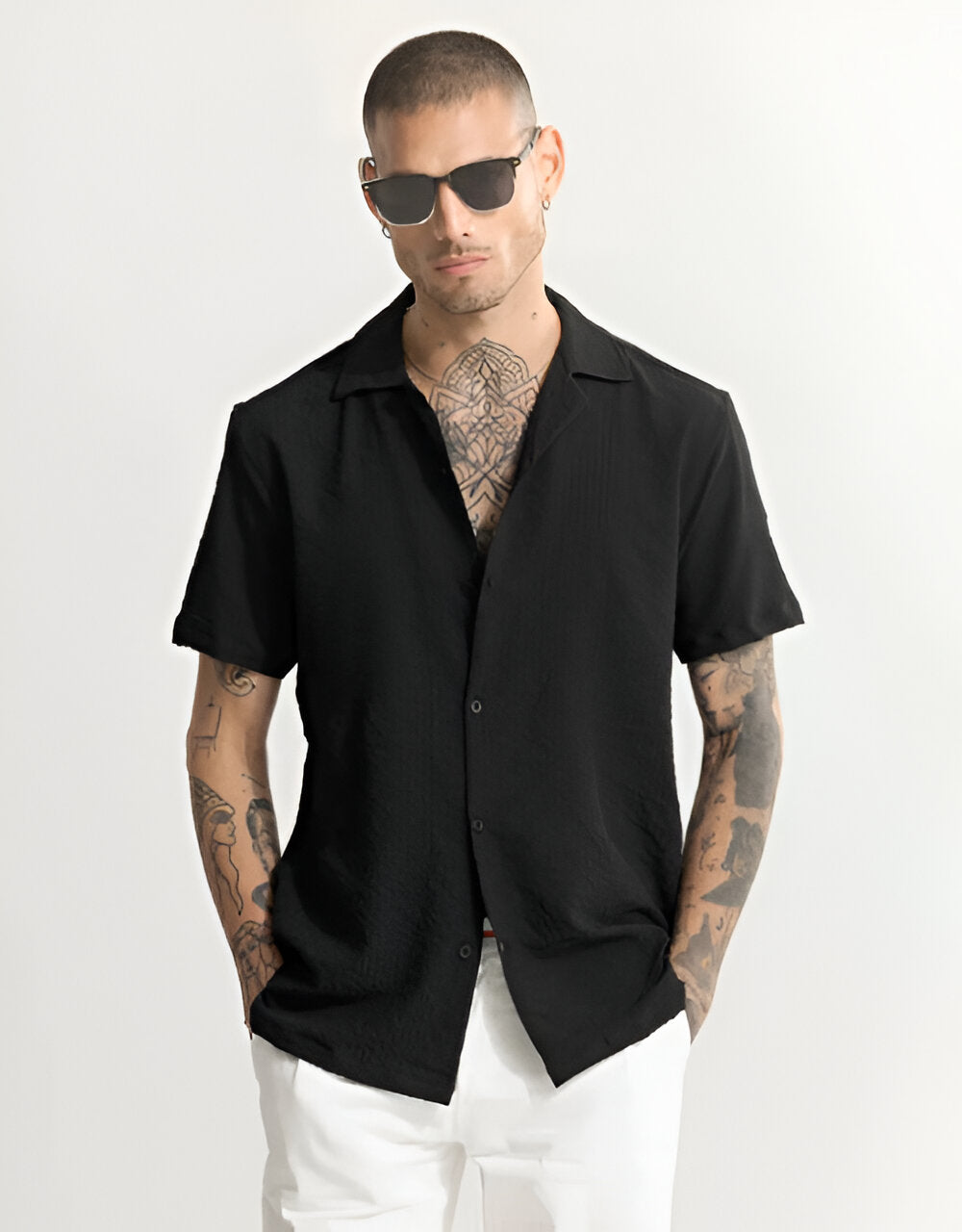 Men Regular Fit Self Design Club Collar Casual Shirt