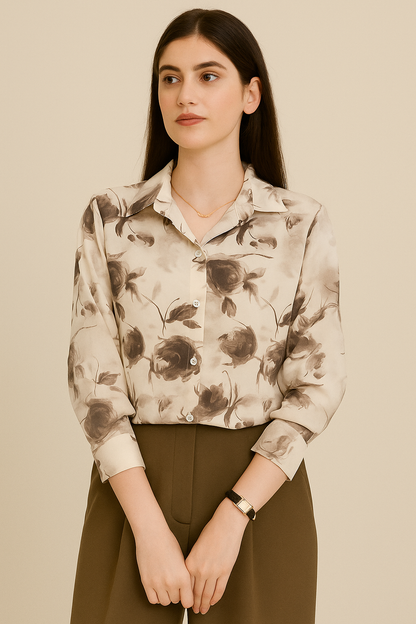 Women Regular Fit Printed Button Casual Shirt