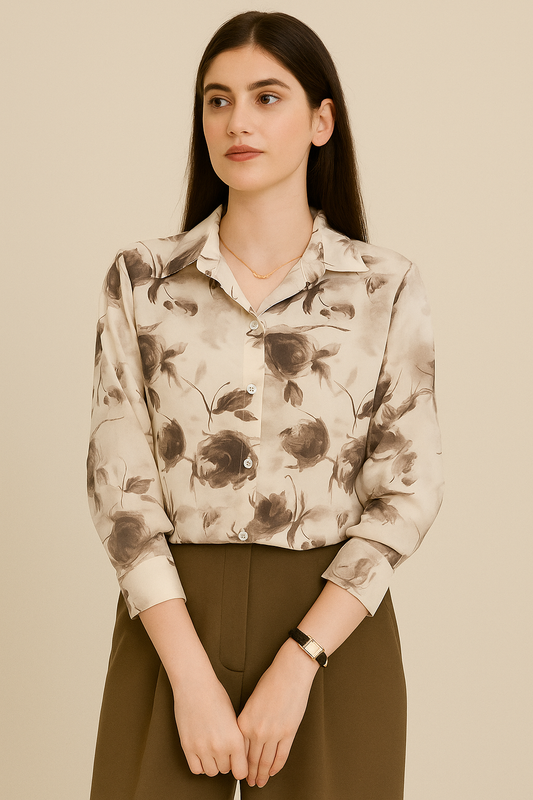 Women Regular Fit Printed Button Casual Shirt