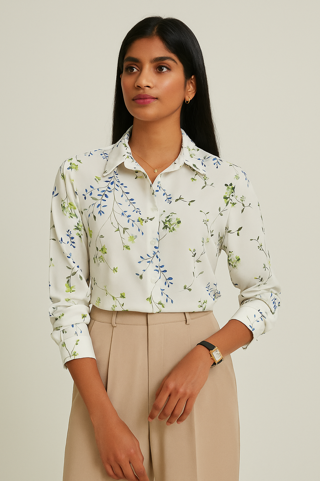 Women Regular Fit Printed Button Down Collar Casual Shirt